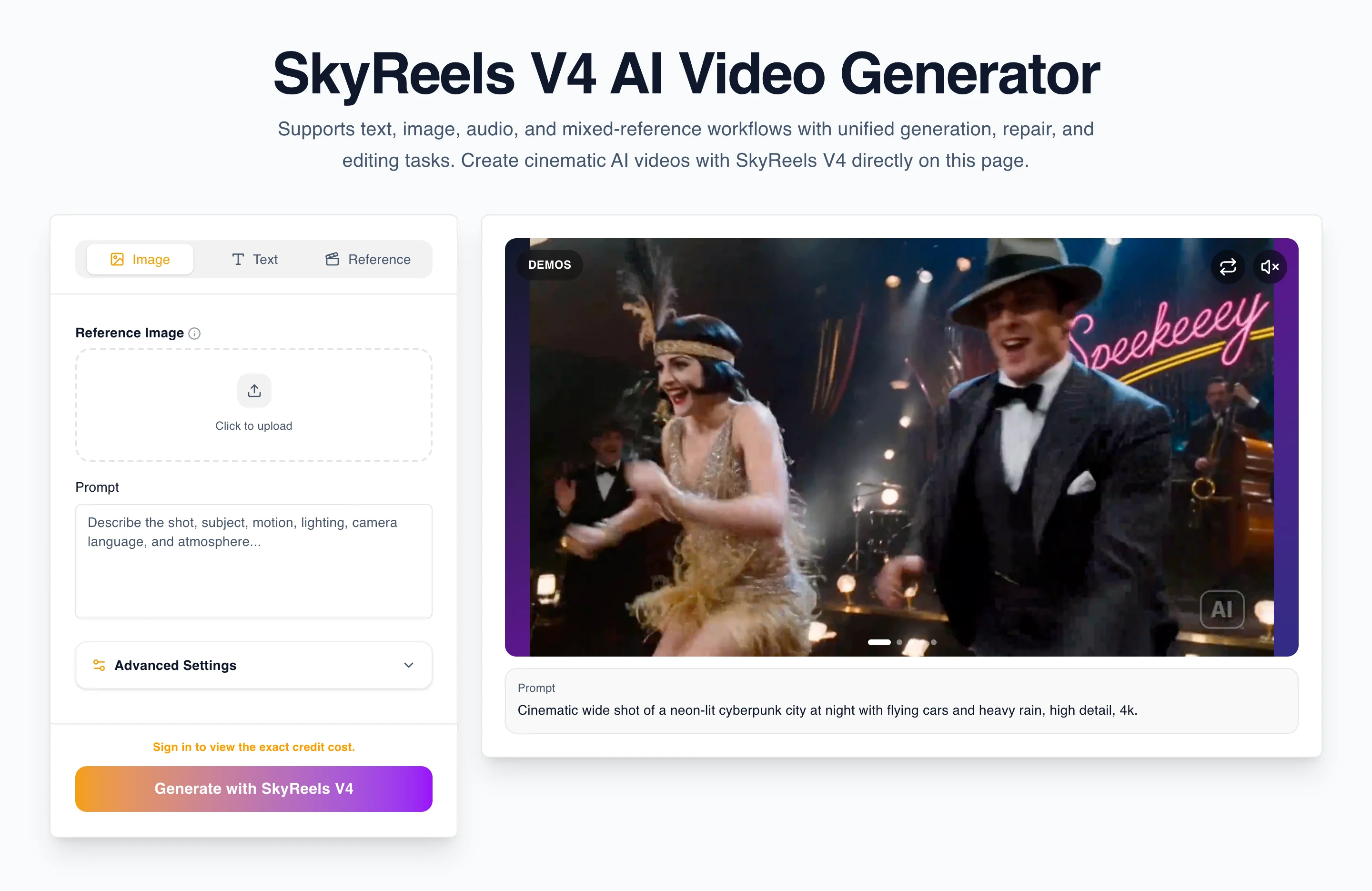 SkyReels V4 Product Page Generator Hero Screenshot