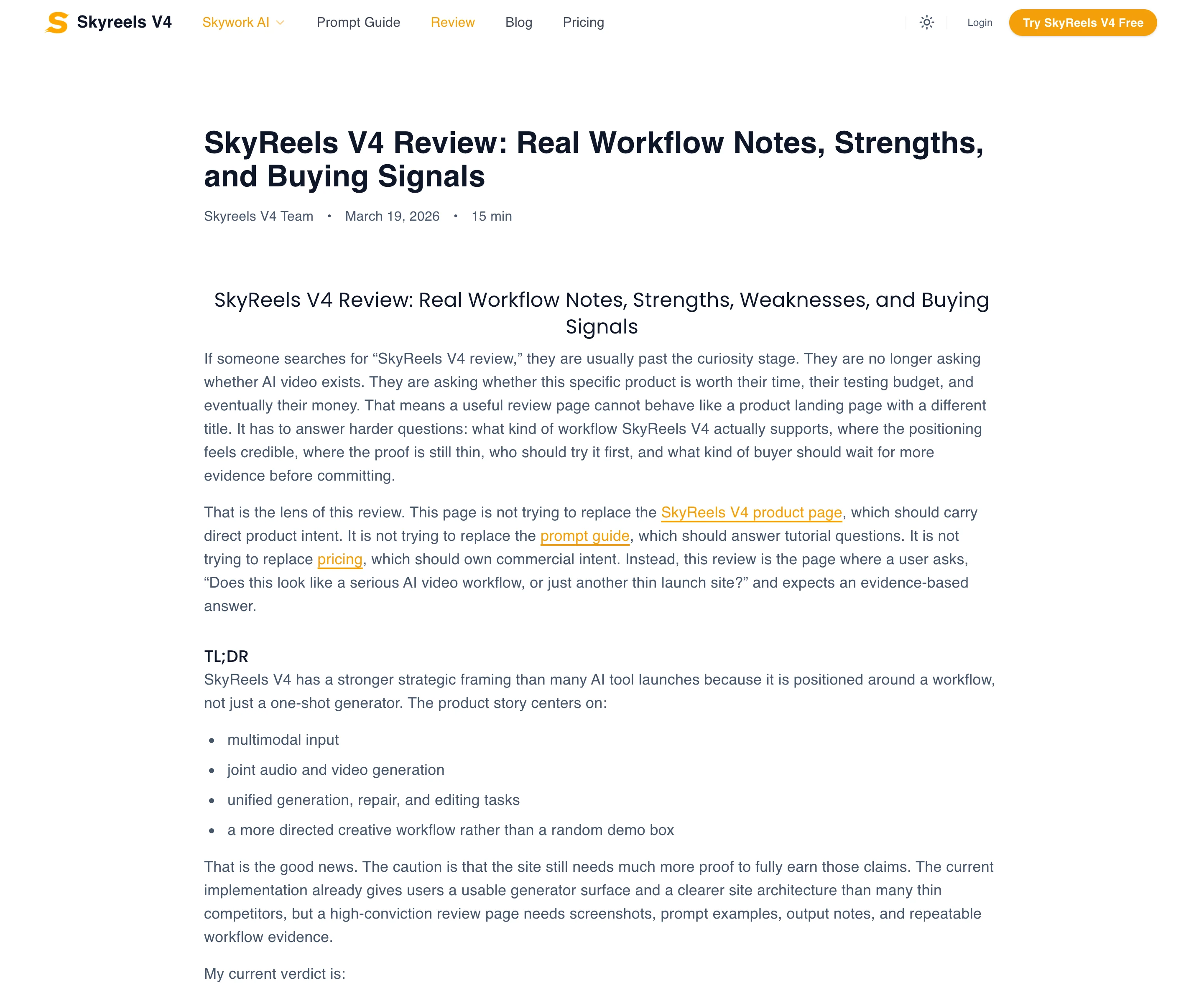 SkyReels V4 Review Page Evidence Screenshot