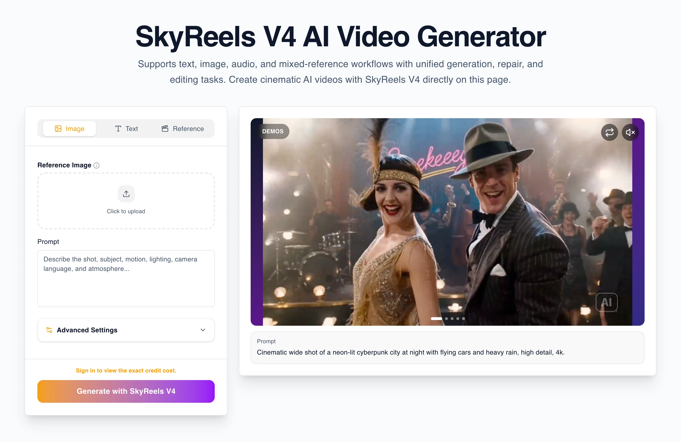 SkyReels V4 Product Page Generator Screenshot
