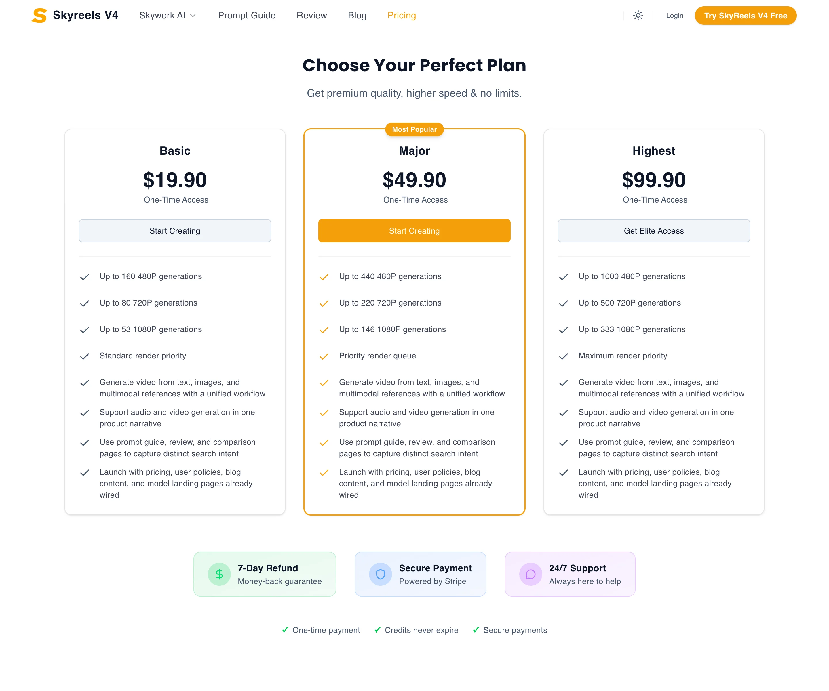 Pricing Page Tiers Screenshot